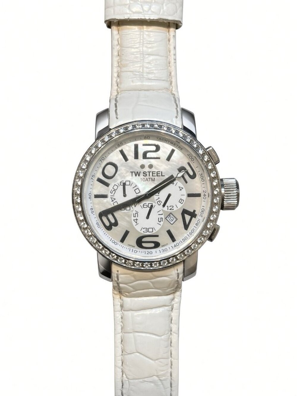 TW Steel Grandeur TW54 Chronograph Watch 45mm Mother of Pearl Crystal Bezel